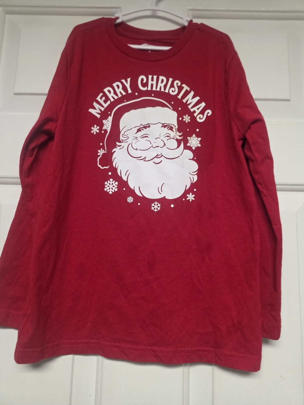 Holiday Time Red Long-Sleeve Tee with White Santa Graphic